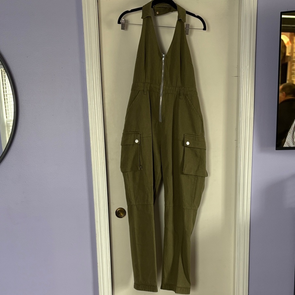 Olive Green Halter Jumpsuit